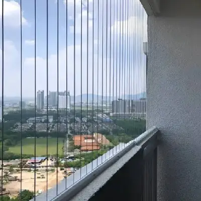 Invisible grill installed on balcony